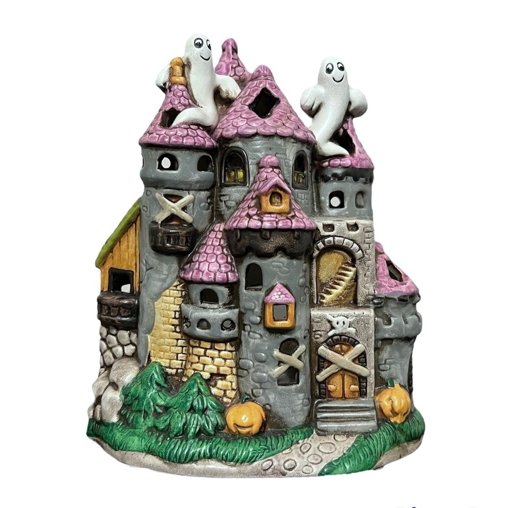 Vintage 1989 Halloween Lefton Byron Wood Hand Painted Haunted House